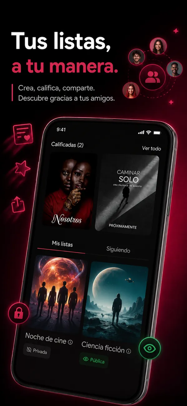 Las listas de películas y series en The Movie App
