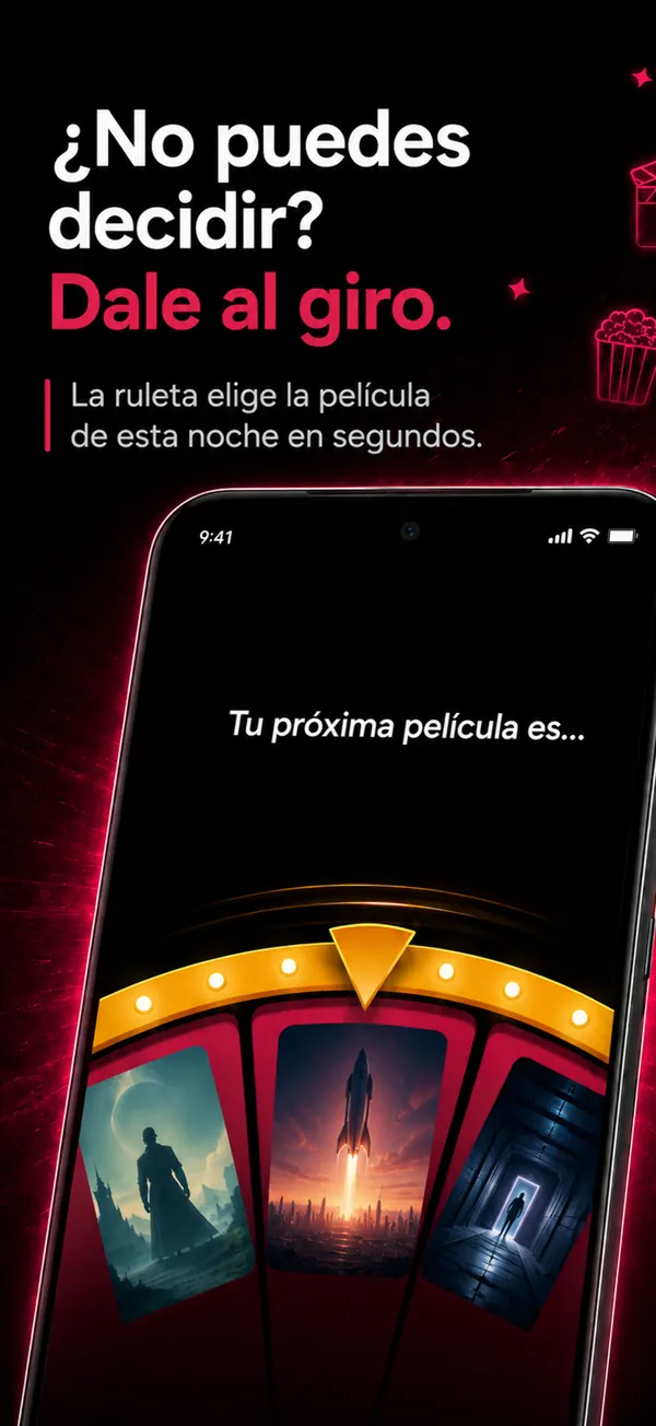 La ruleta de The Movie App eligiendo una película