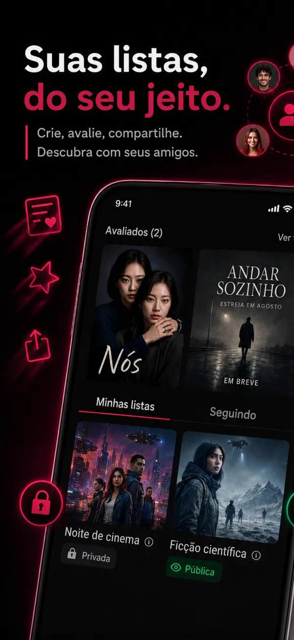 Listas de filmes e séries no The Movie App