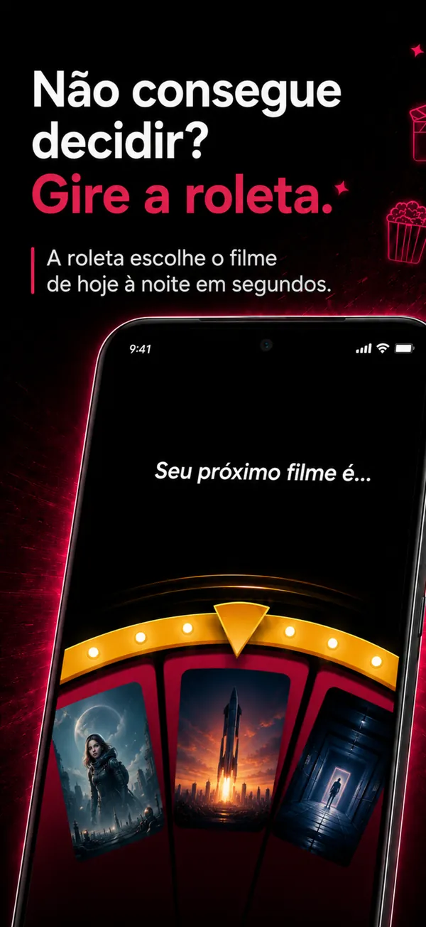 A roleta do The Movie App escolhendo um filme
